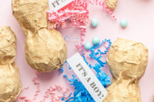 DIY peanut pinatas filled with colorful paper and letters