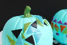DIY modern geometric glitter sticker pumpkins