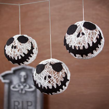 DIY yarn Jack Skellington ornaments (via family.disney.com)