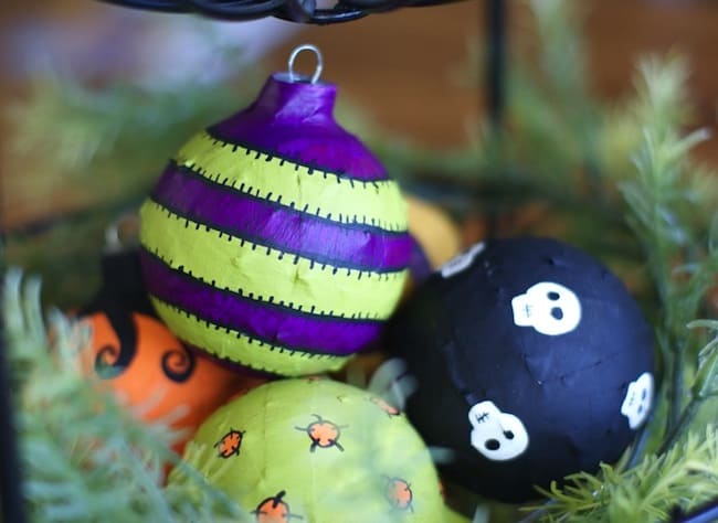 DIY colorful decoupage Halloween ornaments (via modpodgerocksblog.com)