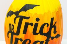 DIY ombre trick or treat Halloween pumpkin with vinyl stickers