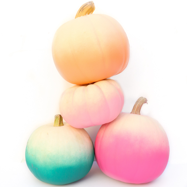 DIY colorful Blendo pumpkins using spray paints