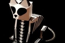 DIY Halloween skeleton cat of paper