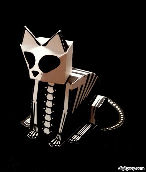 DIY Halloween skeleton cat of paper (via digitprop.com)