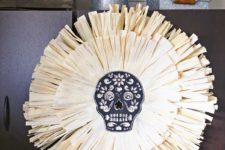 DIY chalkboard sugar skull wreath with corn husks