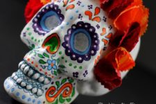 DIY sugar skull decoration of a cheap plastic skull