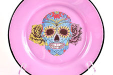 DIY sugar skull plates for decor or having meals at Halloween