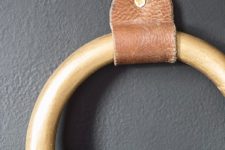 DIY wood and leather hand towel ring
