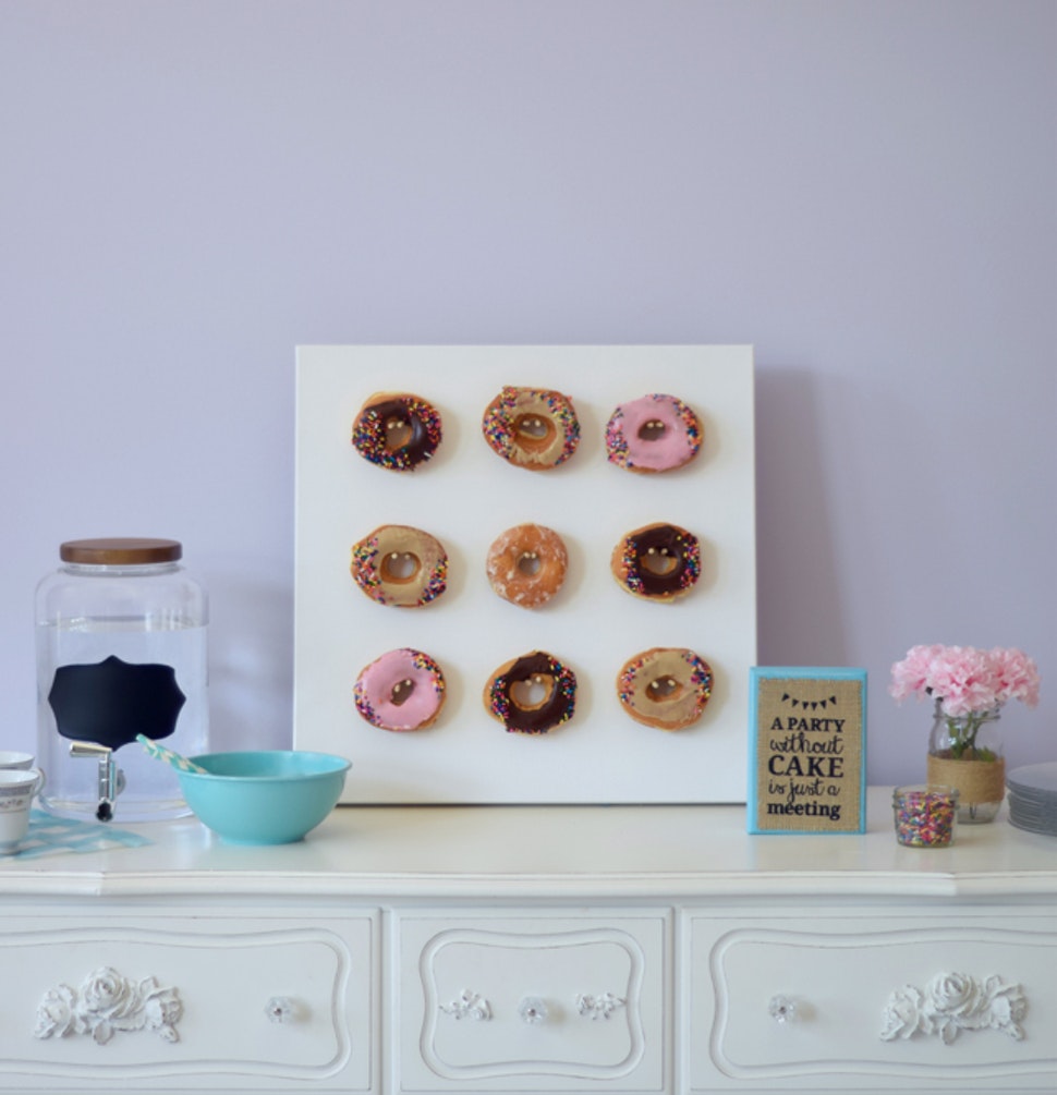 DIY modern mini donut wall using canvas