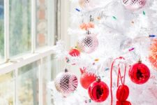 stylishly decorated white christmas tree