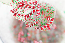 DIY Christmas slime with colorful confetti and candy canes