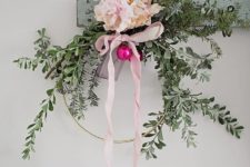 DIY fresh greenery and peony wreath for Christmas