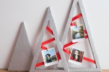 DIY recycled Christmas tree shaped card displays