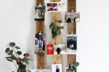 DIY wooden plank Christmas card display