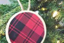 DIY modern buffalo paper ornaments with wooden circles
