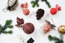 DIY Pottery Barn inspired plaid Christmas ornaments
