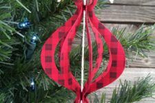 DIY plaid cutout paper Christmas ornaments