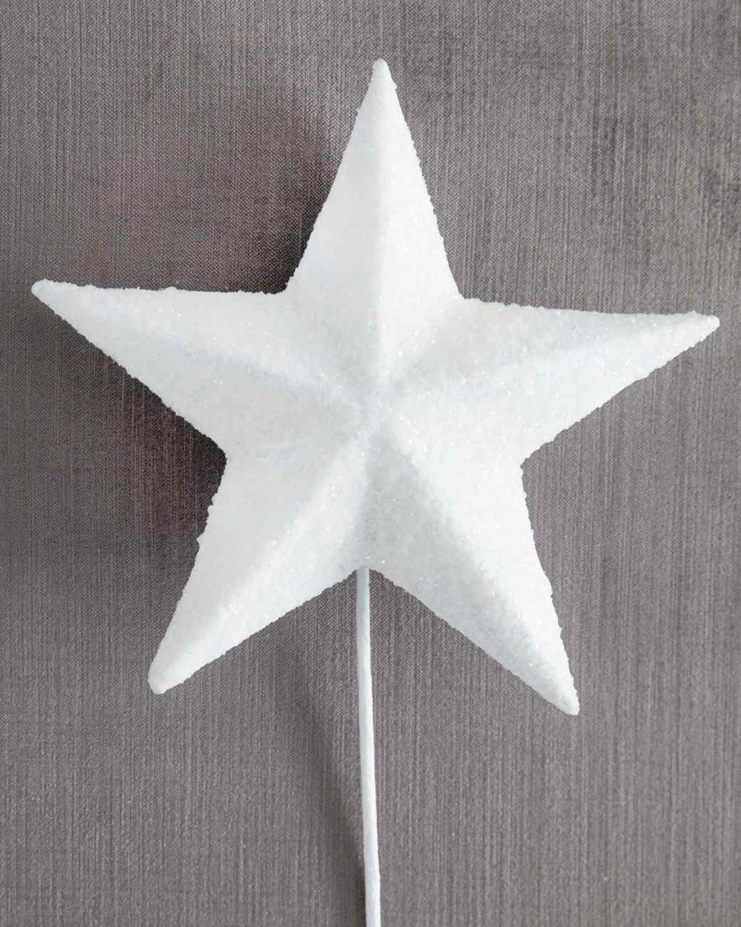 DIY white glittered star Christmas tree topper