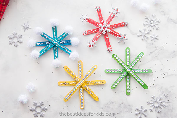 DIY colorful popsicle stick Christmas ornaments