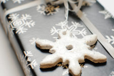 DIY snowflake Christmas ornaments of salt dough
