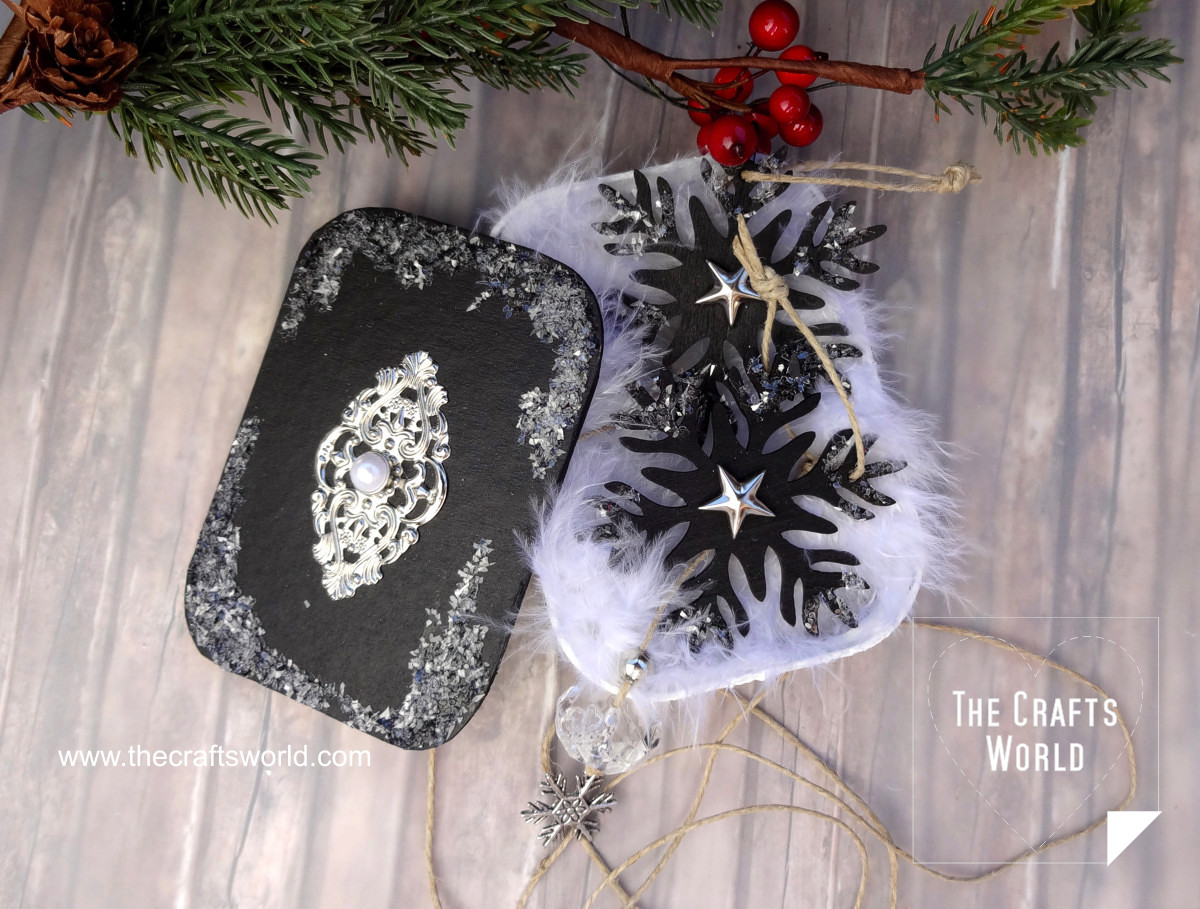 DIY tin snowflake Christmas ornaments with charms