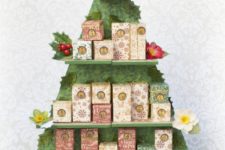 DIY Christmas tree countdown calendar with gift boxes