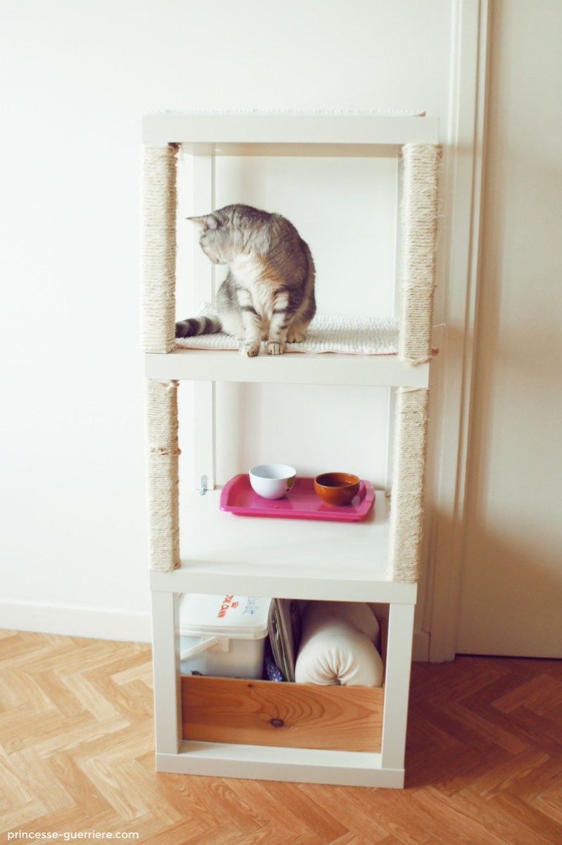 DIY cat condo of IKEA Lack tables (via www.ikeahackers.net)
