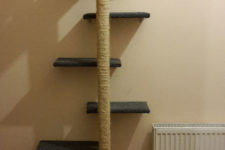 DIY multi-level cat tree with fabric and jute