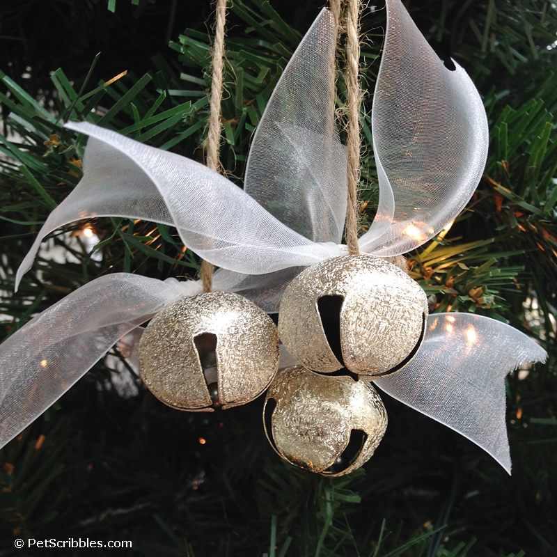 DIY Christmas ornament of silver jingle bells
