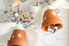 DIY terra cotta pot and jingle bells Christmas ornament