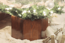 DIY geometric wooden Christmas tree stand