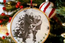 DIY embroidery family photo ornament for Christmas