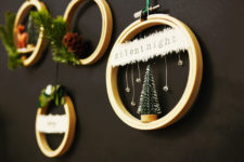 4 different DIY embroidery hoop Christmas ornament