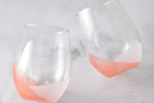 DIY modern coral and white frosted tumblers