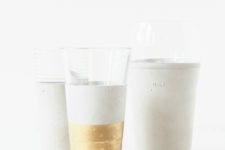 DIY concrete tumblers with gold leaf