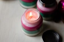 DIY colorful layered and scented Christmas candles