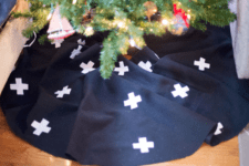 DIY Swiss cross Christmas tree skirt