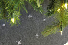 DIY grey felt and embroidered snowflake tree skirt
