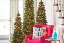 07 a trio of Christmas trees with lights will make your entryway special