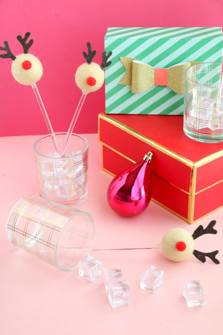 DIY reindeer drink stirrers for a whimsy touch (via lovelyindeed.com)