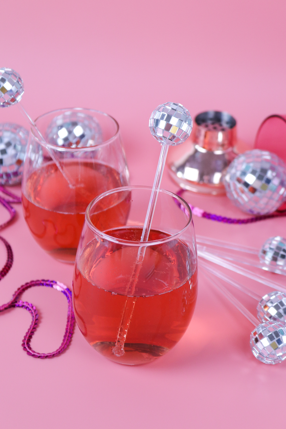 DIY disco ball drink stirrers for holiday parties