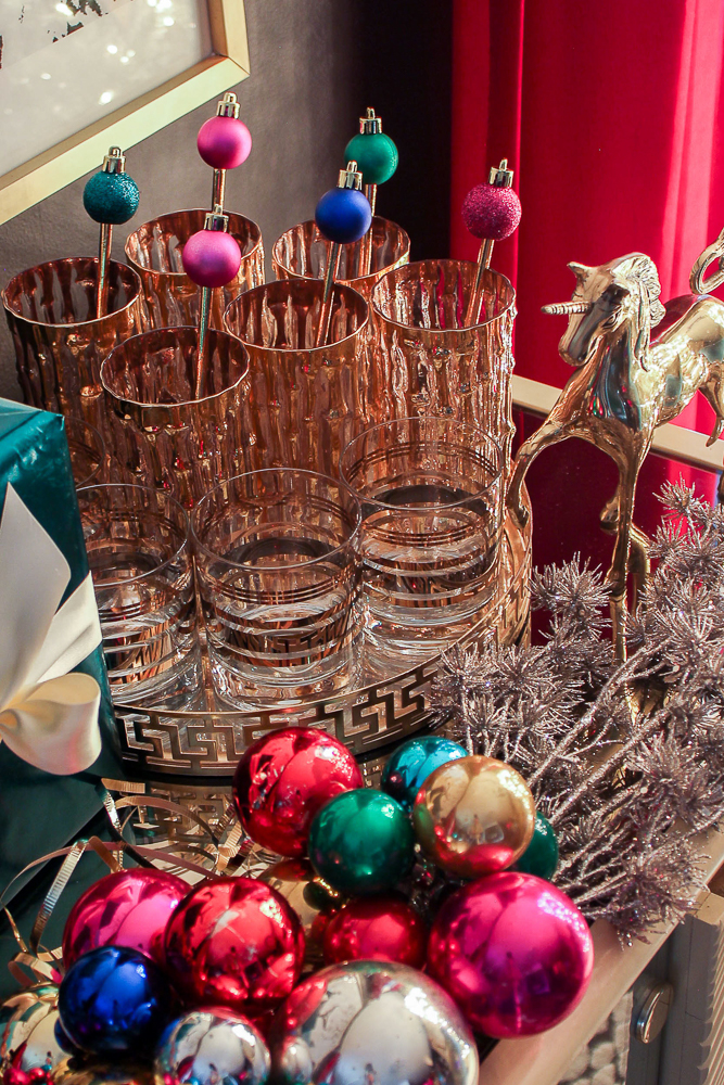 DIY mini Christmas ornament drink stirrers