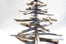 DIY tabletop driftwood Christmas tree with a star fish topper