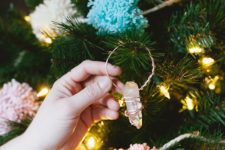 DIY wrapped crystal Christmas ornament