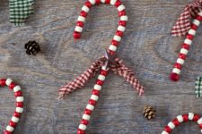 DIY beaded candy cane Christmas ornaments