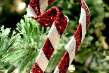 DIY glitter candy cane Christmas ornament
