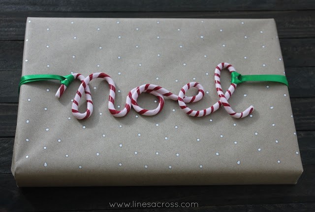 DIY cursive Christmas candy cane ornaments (via www.linesacross.com)
