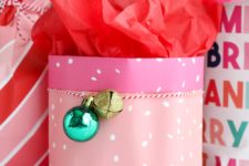 DIY colorful wrapping paper gift bags for Christmas