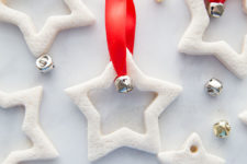 DIY star salt dough Christmas ornaments with jingle bells