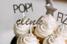 DIY glitter New Year cupcake toppers